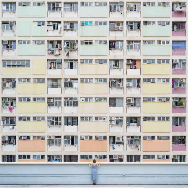 Annandaniel Anniset DrCuerda Anna Devís Daniel Rueda Curiocities Choi Hung Estate Cyance Fiction Hong Kong Colorful Rainbow Building Apartments Blue Dress